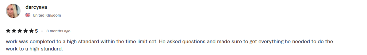 Review from Fiverr Client 2