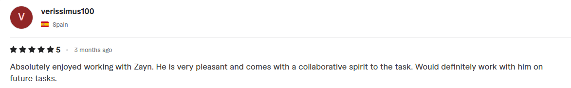 Review from Fiverr Client 4